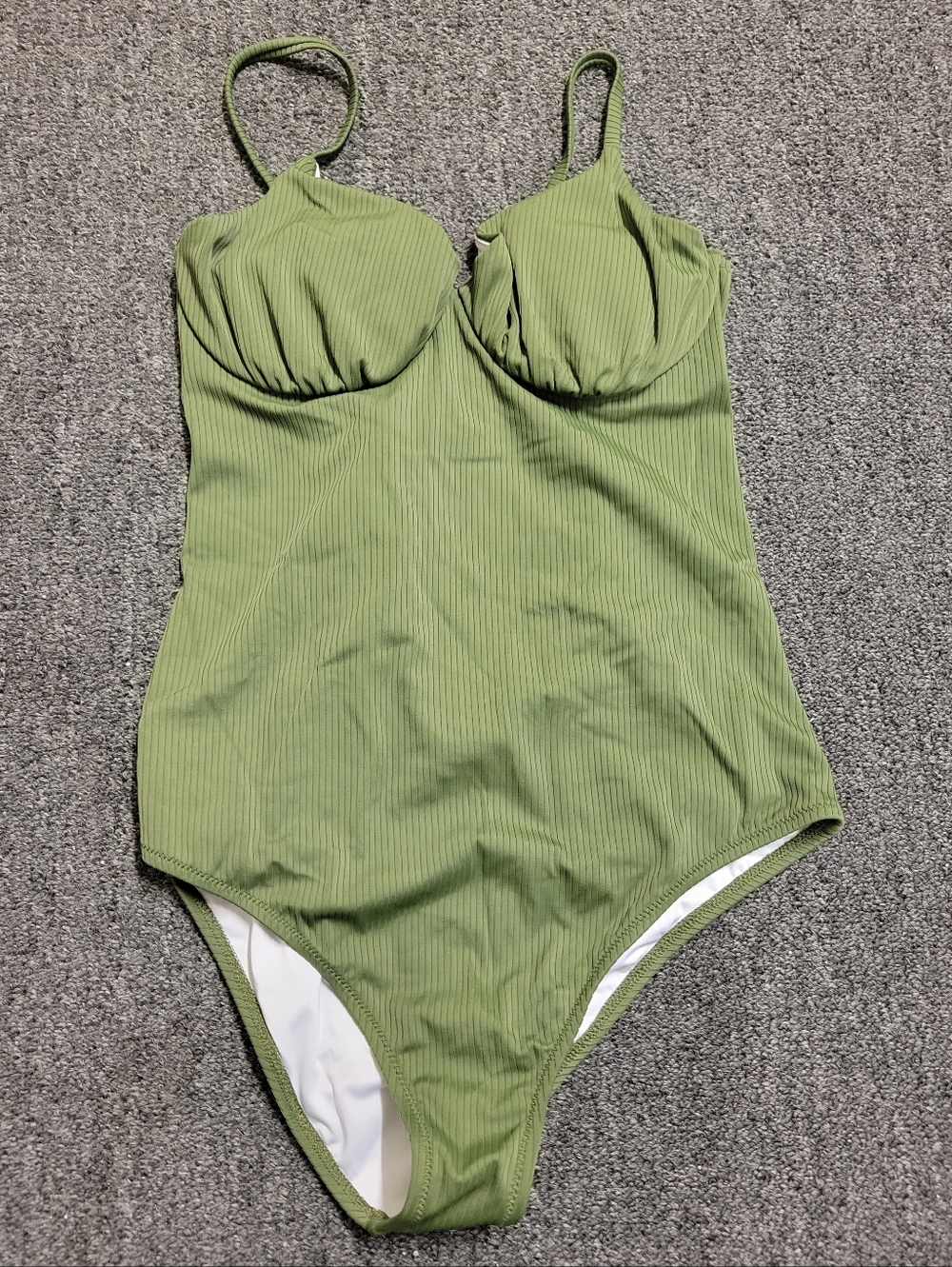 Shade & Shore Olive Green Ribbed One-Piece